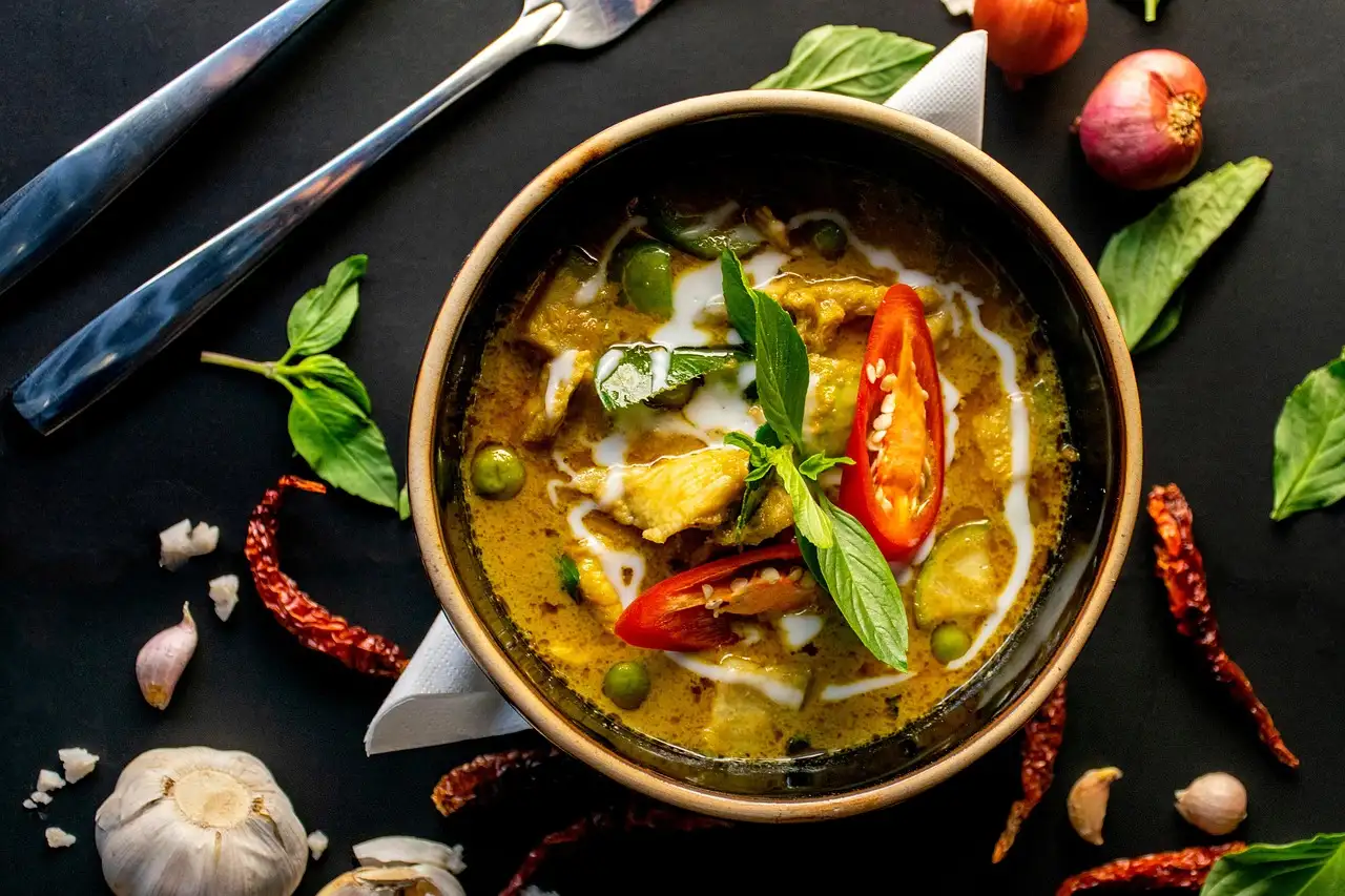 Groenten in groene curry