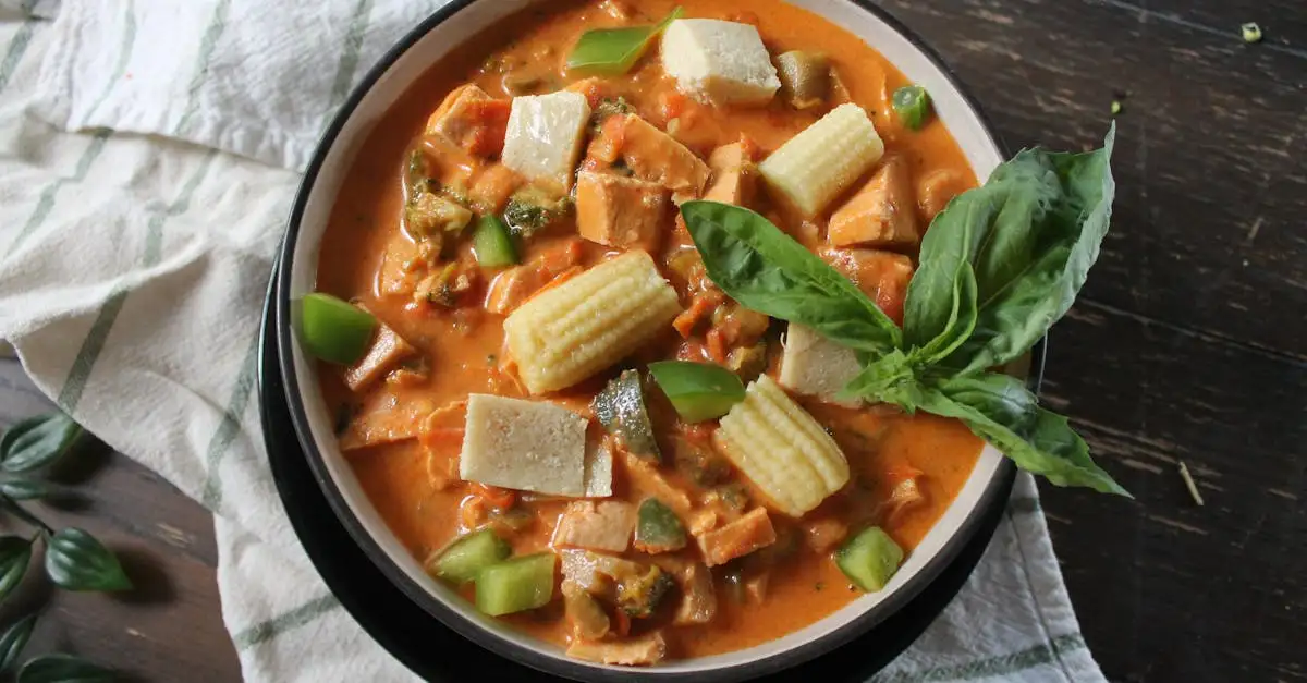 Thaise rode curry met kip en groenten
